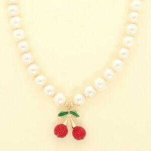 Red Cherry Pendant Pearl Necklace